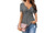 2405 NEW Women's V-neck front twisted shirt short sleeved casual T-shirt solid color pullover twisted top 8475LA