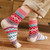 2407 NEW 5PC women's mid length color striped socks LA8673