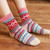2407 NEW 5PC women's mid length color striped socks LA8673