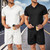 2407 NEW Sports suit men's V-neck polo shirt, flip collar short sleeved shorts 2-piece set, casual men's suit 8821LA
