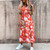 2408 New Summer V-neck printed dress long skirt LA8928