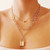 2408 NEW 3-Row Thick Chain Necklace Lock Pendant Necklace 8826LA