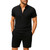 NEW  2503 Summer Men's T-Shirt Stand Collar Button Shorts Set 9042