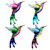 NEW  2505  4-Pack Hummingbird Wall Decor, Garden, Yard Fence Decoration   9438