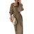 NEW  2509 High Neck Button Dress Women Long  Coat Dress Lncludes Moissanite Earrings 9742