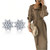 NEW  2509 High Neck Button Dress Women Long  Coat Dress Lncludes Moissanite Earrings 9742