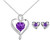 NEW 2510 ELLA's Light Luxury Design Heart-Shaped Diamond-Encrusted Pendant Jewelry Set Necklace & Earrings 9845