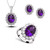 NEW 2512 Royal Sapphire Style Jewelry Set - Cubic Zirconia Necklace, Earrings & Ring Three-Piece Set for Women B011