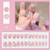 NEW 2601 24Pcs Ins Style Press on Nails Soft Pink Square Sugar Short Almond J037
