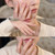 NEW 2601 24Pcs Ins Style Press on Nails Soft Pink Square Sugar Short Almond J037