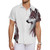 NEW 2603 Wolf Print Short Sleeve Shirt Casual Button Down Summer Shirt J058
