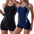 NEW 2604  Women's Printed Color Block Conservative Boyleg One-Piece Swimsuit  Y070