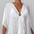 NEW 2605 White Beach Cover Up Round Neck V Neck Loose Fit Chest Ring Design Lightweight Polyester Swimwear Cover Up B144