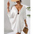 NEW 2605 White Beach Cover Up Round Neck V Neck Loose Fit Chest Ring Design Lightweight Polyester Swimwear Cover Up B144