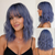 NEW 2605 Natural Looking Short Curly Bob Wig with Bangs Synthetic Wig Daily Wear & Cosplay J136