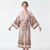 NEW 2605 Women's Bohemian Floral Kimono Cardigan, Long Batwing Sleeve Open Front Cover Up with Belt, Loose Flowy Beachwear for Vacation Daily Wear J138