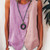 NEW 2605 Women’s Casual Color Block Sleeveless Button Vest Loose Round Neck Summer Tank Top B157