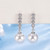 NEW 2605  Luxury Paved Cubic Zirconia Linear ABS Imitation Pearl Stud Earrings  Y130