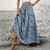 NEW 2606  Blue Floral Tiered Maxi Skirt Womens Casual Drawstring Waist Long Summer Skirt Y138