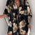 NEW 2606 Tropical Palm Leaf Print V-Neck Shirt Dress, Drawstring Waist Batwing Sleeve, Summer Beach Holiday Dress J163