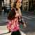 NEW 2606  Stretchy Ruched Floral Tote Bag Large Capacity Foldable Bubble Shopping Bag  Y158