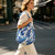 NEW 2606  Stretchy Ruched Floral Tote Bag Large Capacity Foldable Bubble Shopping Bag  Y158