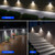 NEW 2606 4PCS 2 LED Solar Motion Sensor Wall Light Stainless Steel Outdoor Waterproof Security Lamp for Garden Fence Patio J179