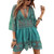 NEW 2606 Women's Lace Beach Cover Up V Neck Swimsuit Cover Up Sheer Crochet Bikini Cover Up Summer Beach Dress J185