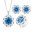 NEW 2607   Round Blue Spinel Luxury Jewelry Set Necklace Earrings Adjustable Ring Y170