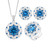 NEW 2607   Round Blue Spinel Luxury Jewelry Set Necklace Earrings Adjustable Ring Y170