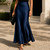 Women's High Waist Satin Maxi Skirt – Elegant Flowy Long Skirt Navy