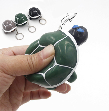 Anti-stress novelty squeeze tortoise keychain