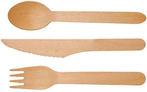 Eco-friendly disposable wooden cutlery 150 pack