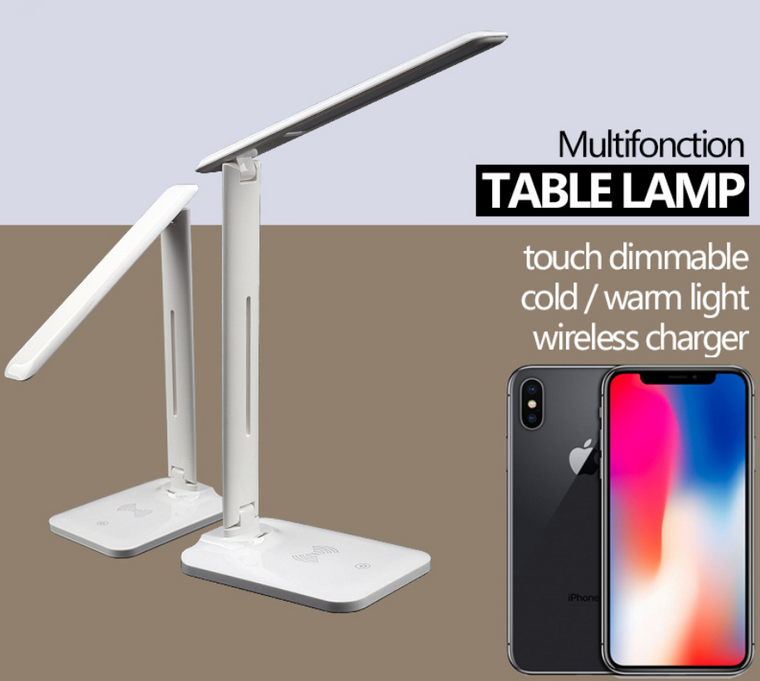 2in1 QI fast wireless charging station and LED desk lamp