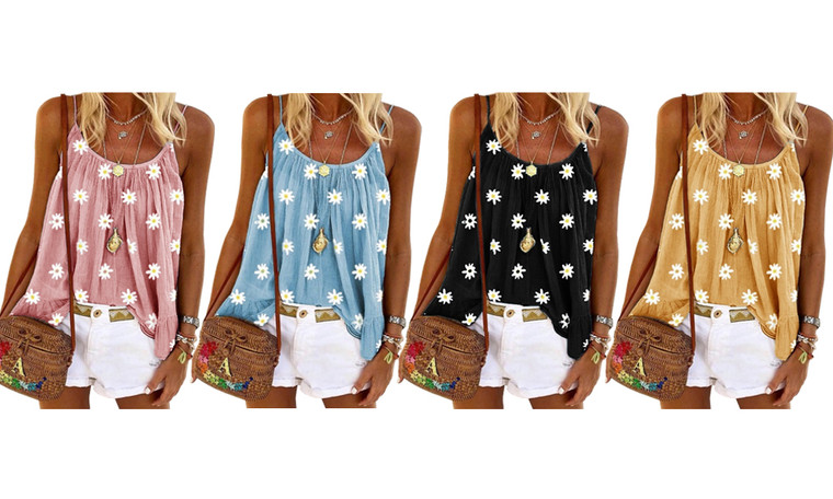Daisy Print Sleeveless Cami Top 1060