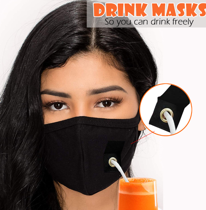 Reusable Drink Easy  Mask with Straw hole