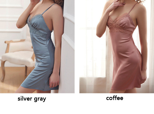 2302NEW-Deep V cross-border summer sexy lingerie female lace plus size sexy pajamas silk explosion models European and American suspenders nightdress6150