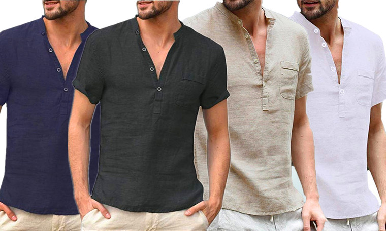 Linen Short Sleeve V-Neck Shirt