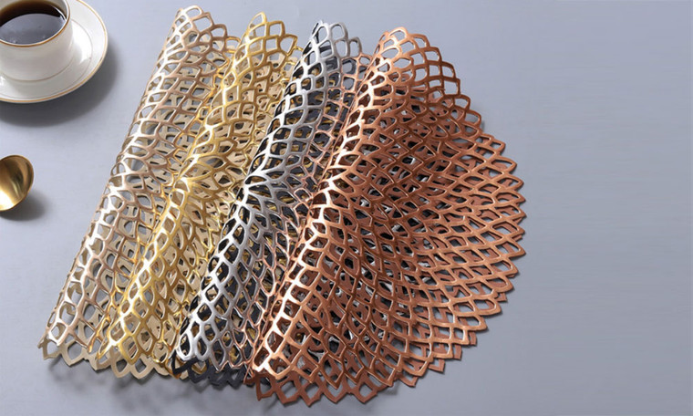 Creative high-end hollow 6pcsPVC non-slip placemat coaster