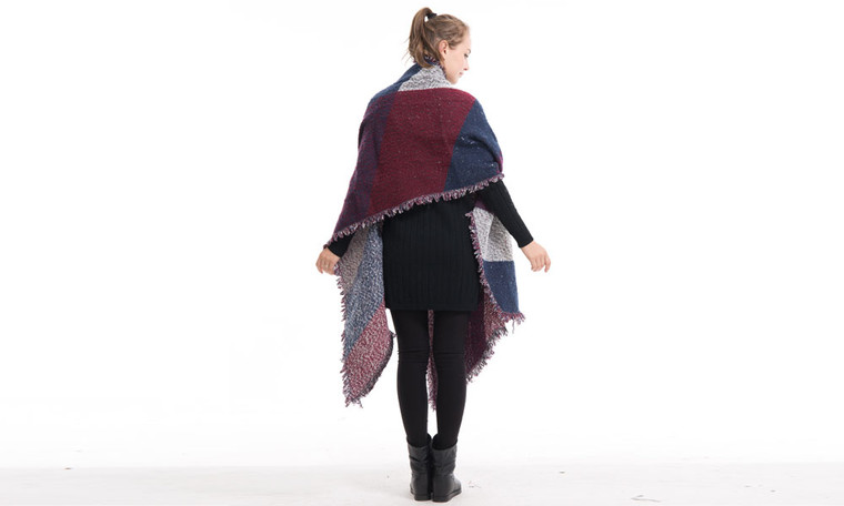 Autumn and winter warmth thick retro cashmere beveled fringe shawl 3005