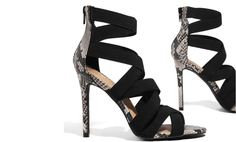 Snake print Roman high heel sandals 3073
