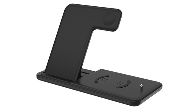 Wireless Charger 4 in 1 Charging Station for iPhone, Apple Watch, AirPods, Android - 15W Qi Fast Charging Pad Dock - Bonus - 9V/3A Powerful Adaptor, 