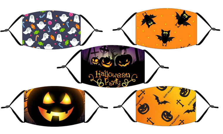 5 Pcs Halloween adult & children cartoon digital printing outdoor dustproof protective mask-la
