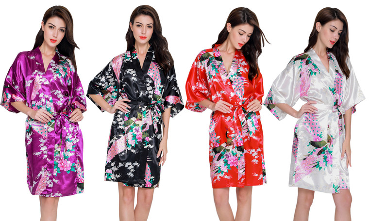 2305  NEW  Flower Print Luxury Satin Night Gown 6757