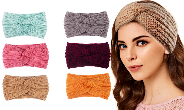 Women Crochet Cross Knot Headband Winter Knitted Head Wrap