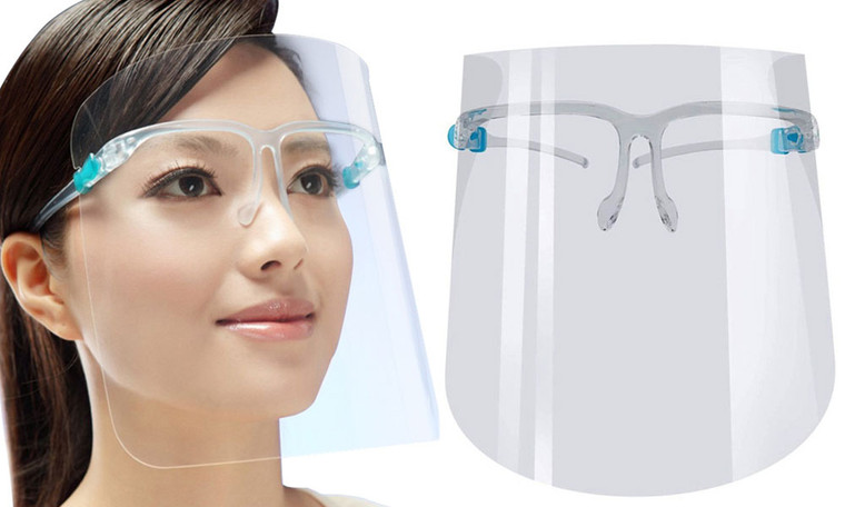 One Full Face Shield Covers with Glasses