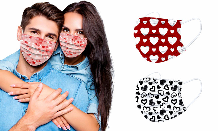 Pack of 5 Valentine's day Cheer up loved-ones Disposal Face Covering