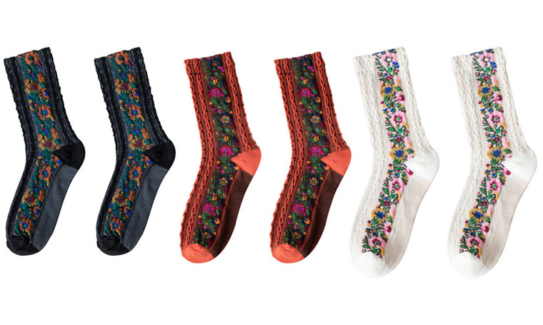 Cute small floral fashion retro palace ethnic pattern in tube socks boots creative socks all-match socks-LA  9704 
