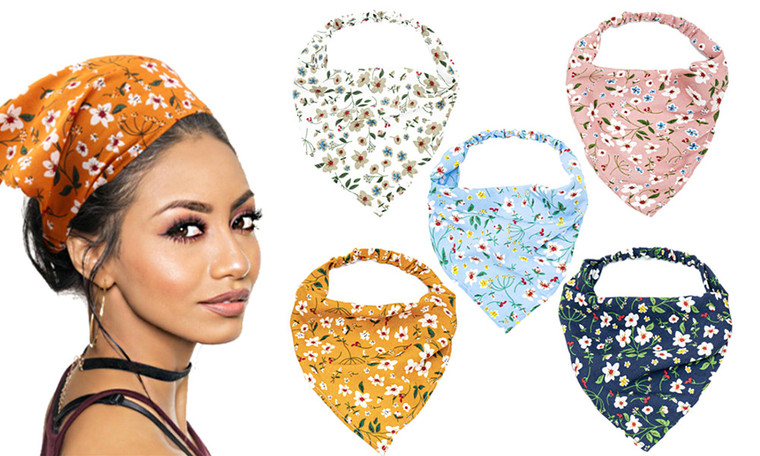 Flower Print Triangle Bandana Hair Band