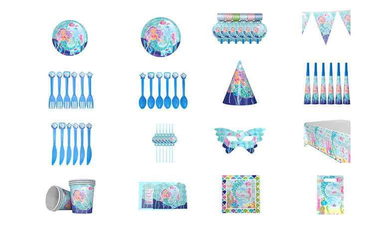 New big mermaid children's birthday party decoration supplies theme package set